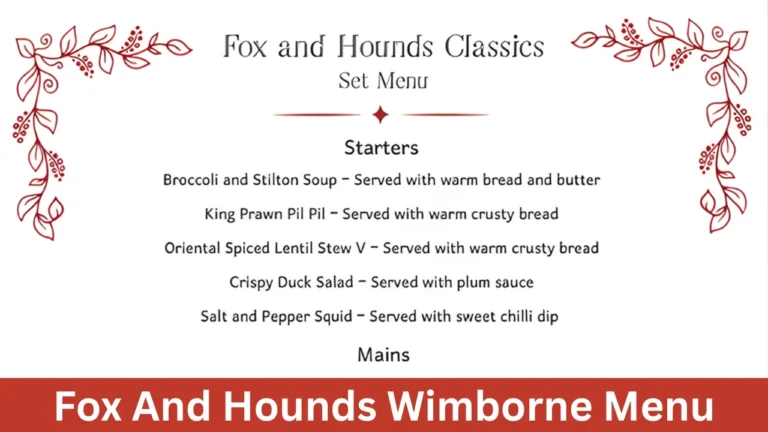 Fox And Hounds Wimborne Menu