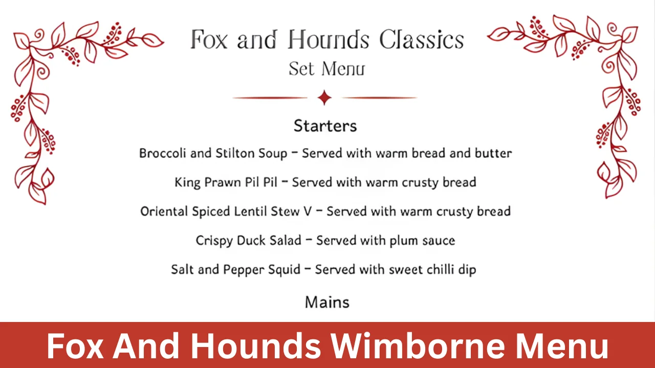 Fox And Hounds Wimborne Menu