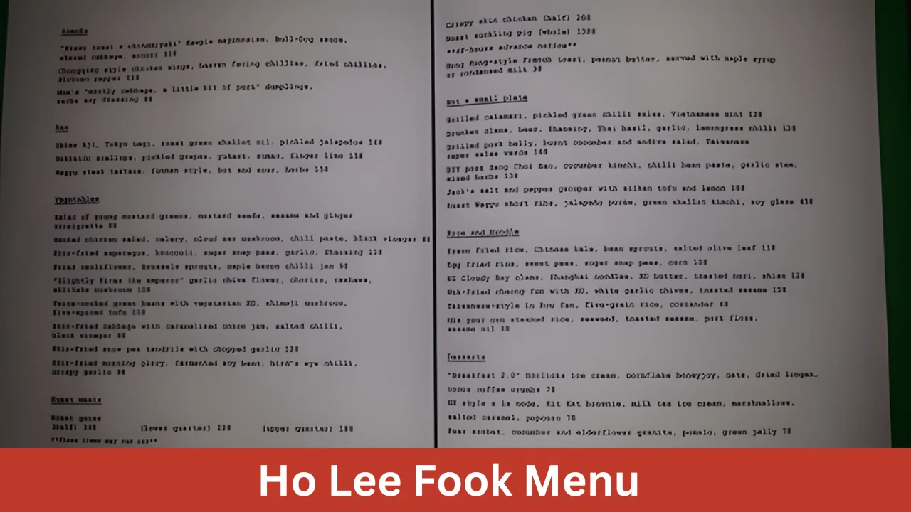 Ho Lee Fook Menu