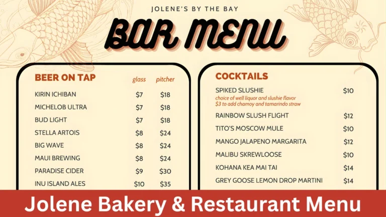 Jolene Bakery & Restaurant Menu