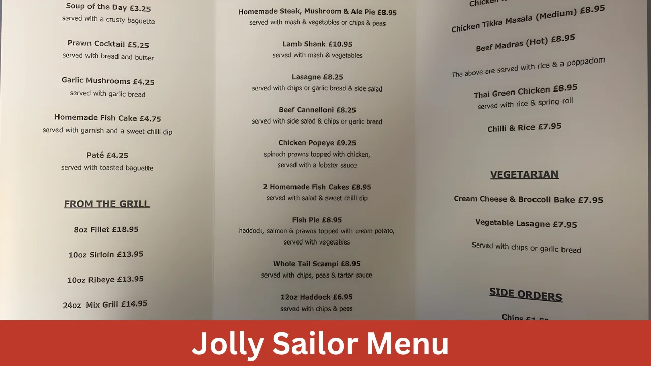 Jolly Sailor Menu