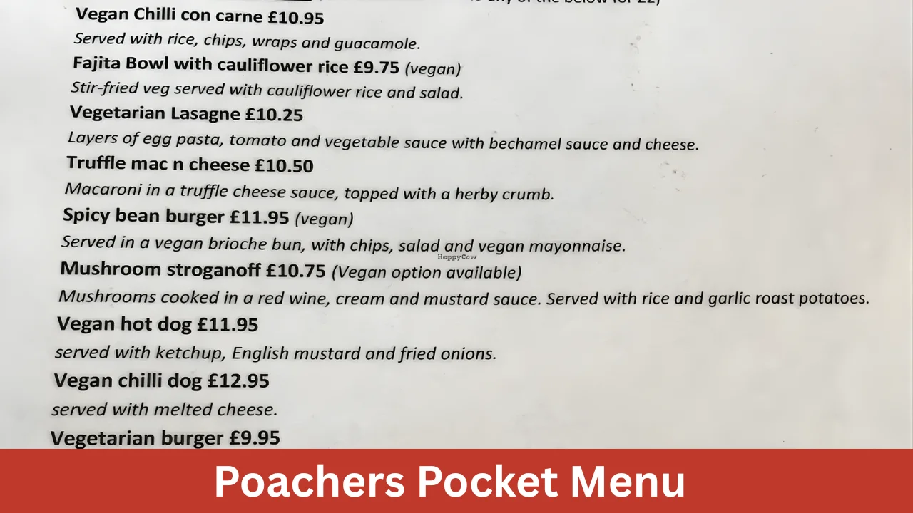 Poachers Pocket Menu