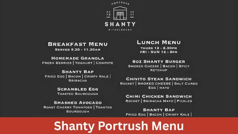 Shanty Portrush Menu