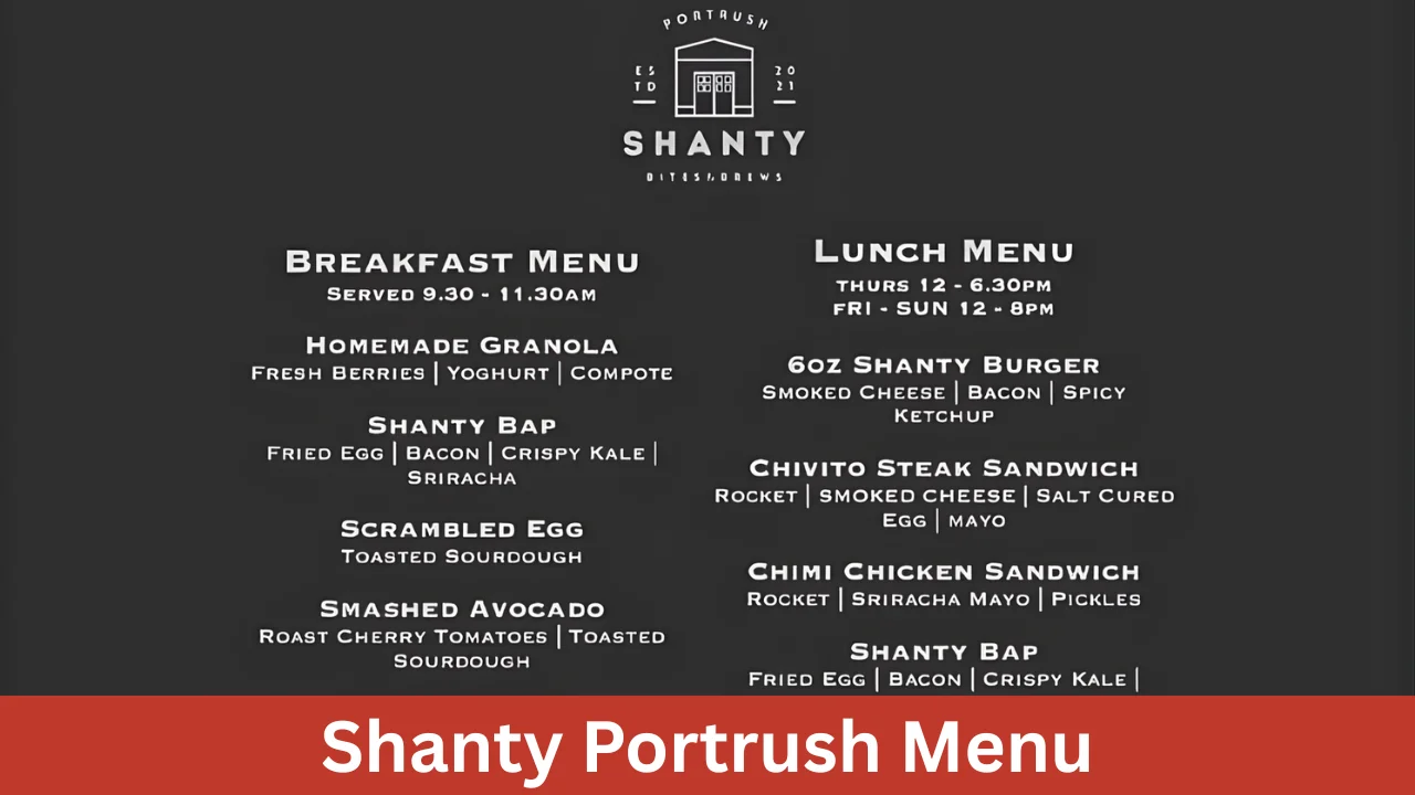 Shanty Portrush Menu
