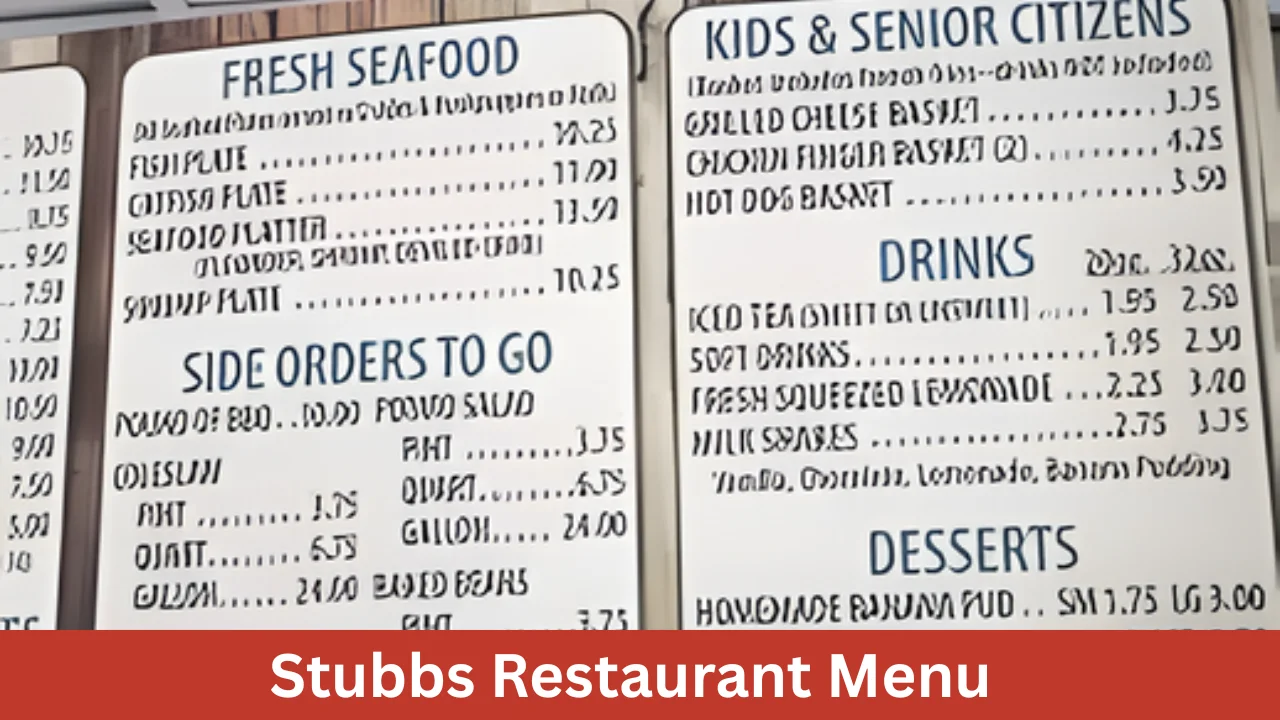 Stubbs Restaurant Menu