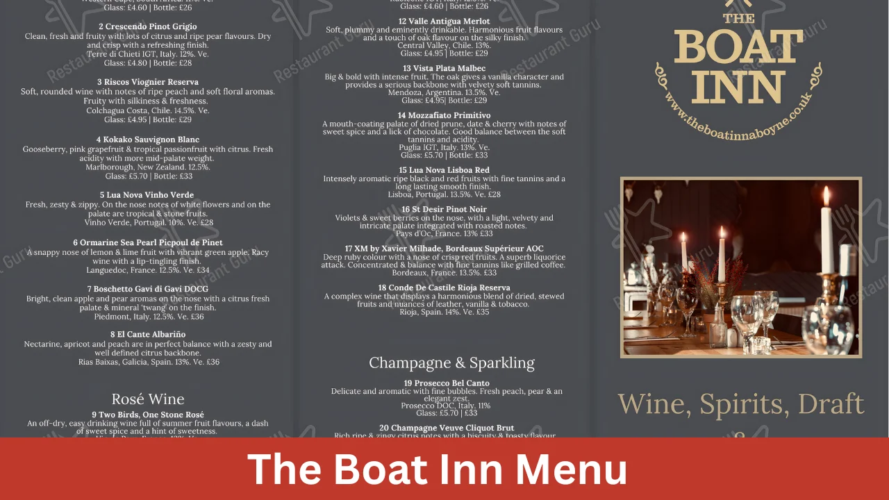 The Boat Inn Menu