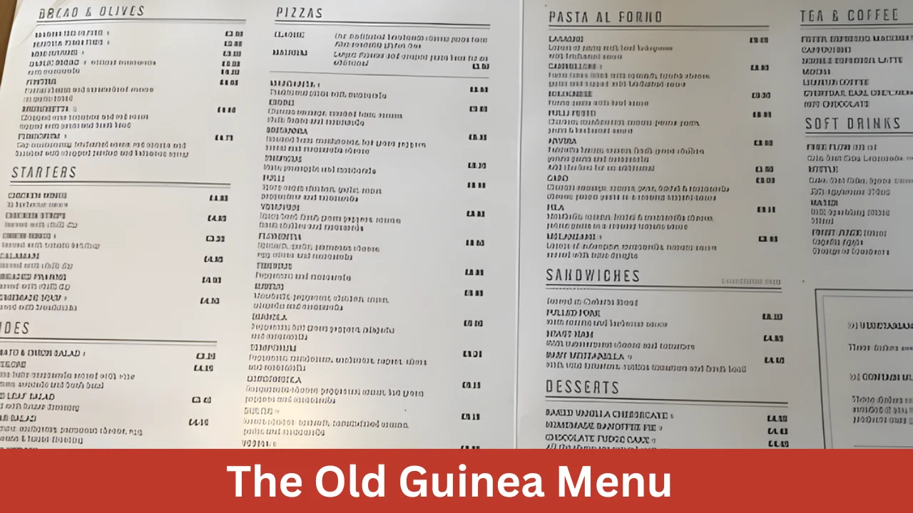 The Old Guinea Menu