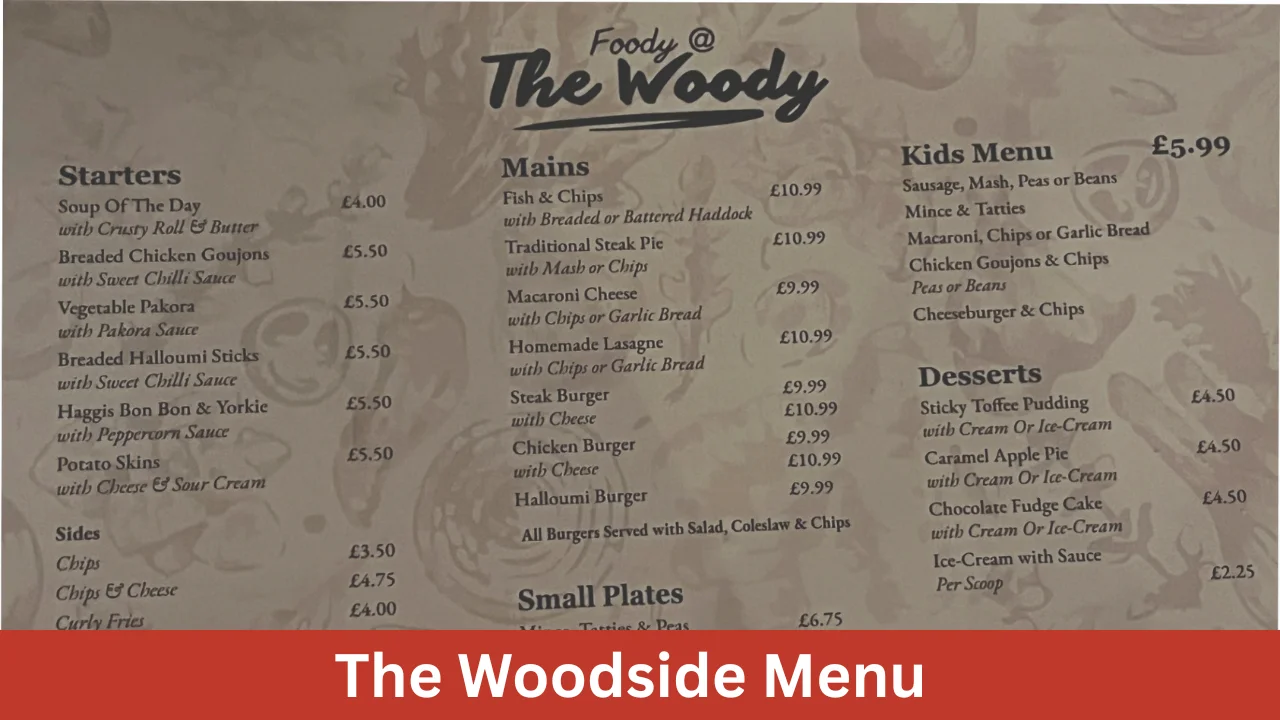 The Woodside Menu