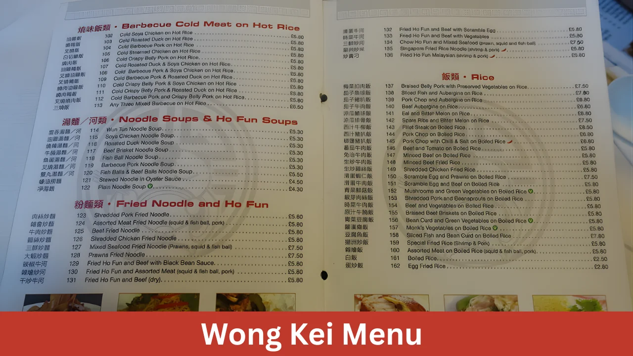 Wong Kei Menu