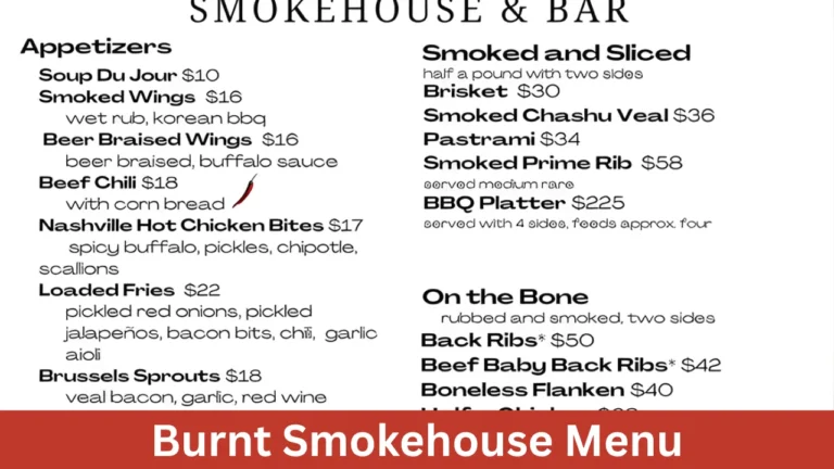 Burnt Smokehouse Menu
