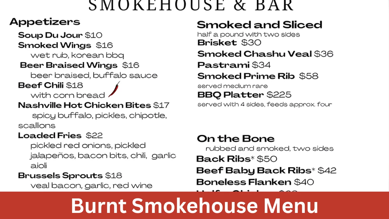 Burnt Smokehouse Menu