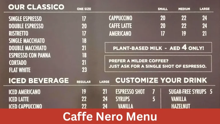 Caffe Nero Menu