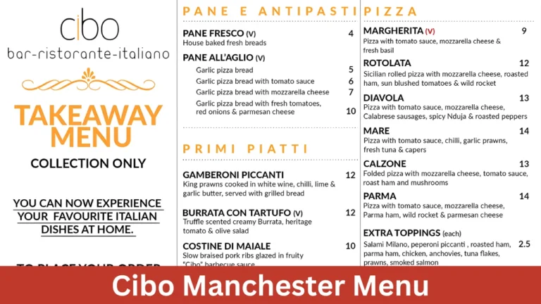 Cibo Manchester Menu