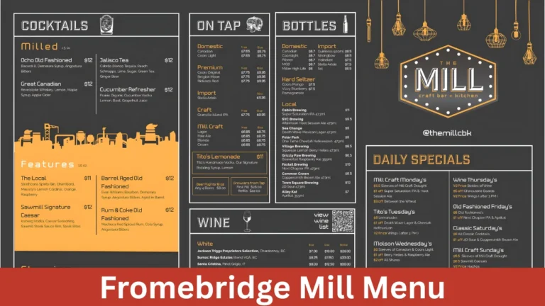 Fromebridge Mill Menu