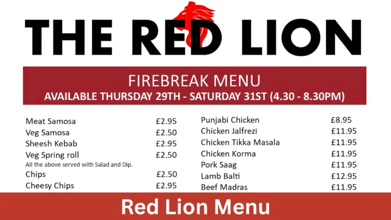Red Lion Menu