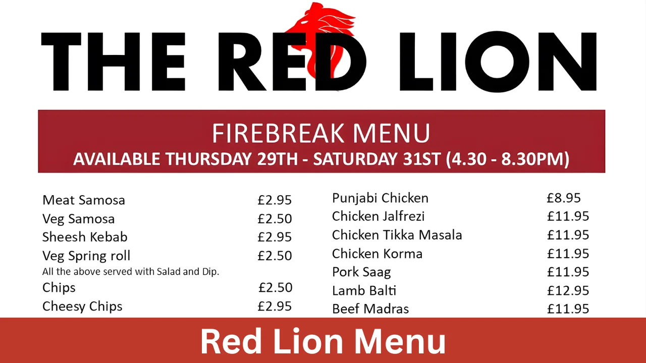 Red Lion Menu