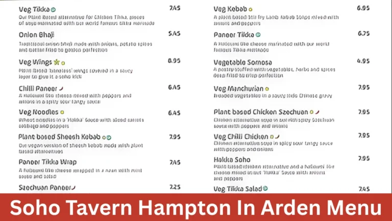 Soho Tavern Hampton In Arden Menu