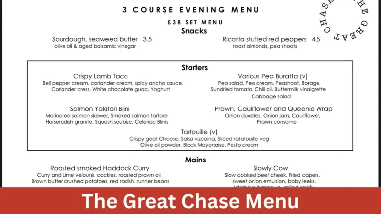 The Great Chase Menu