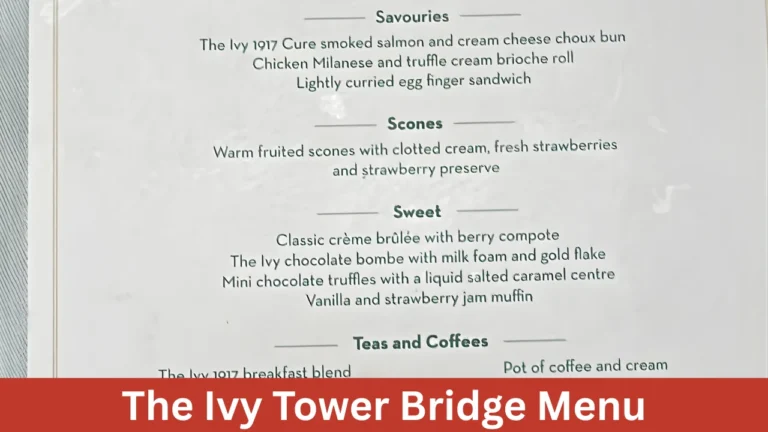 The Ivy Tower Bridge Menu