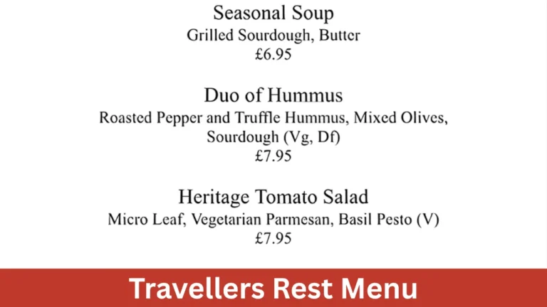 Travellers Rest Menu
