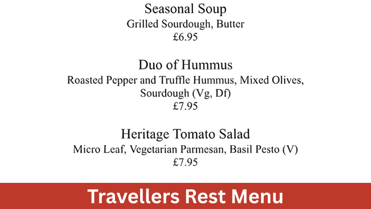 Travellers Rest Menu