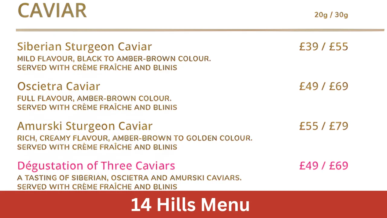 14 Hills Menu