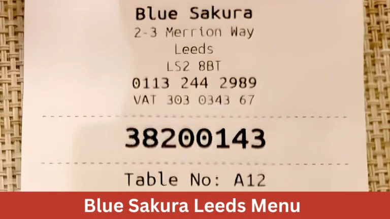 Blue Sakura Leeds Menu