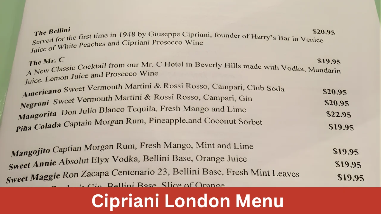 Cipriani London Menu