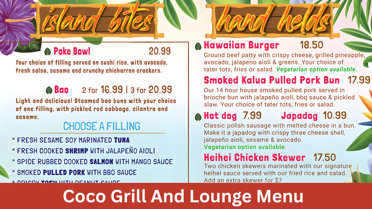 Coco Grill And Lounge Menu