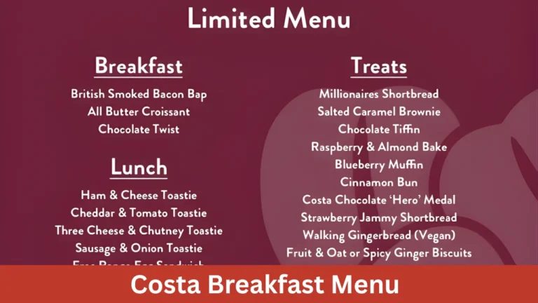 Costa Breakfast Menu