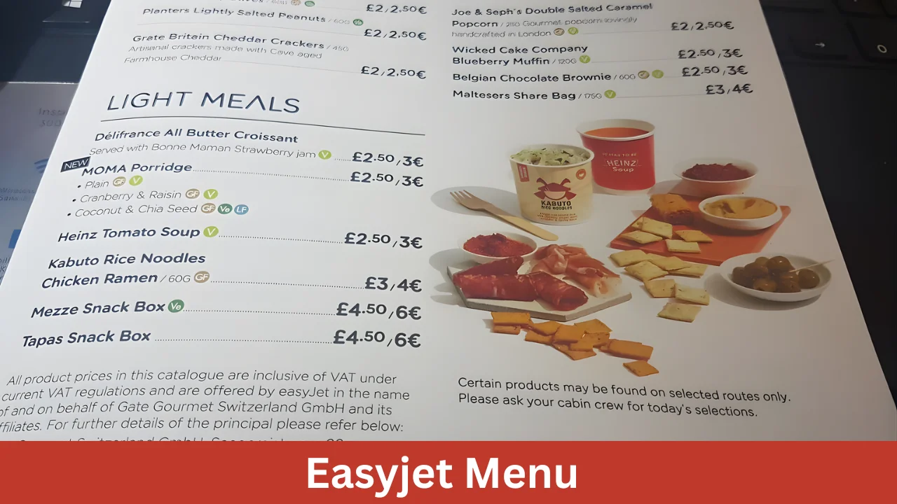 Easyjet Menu