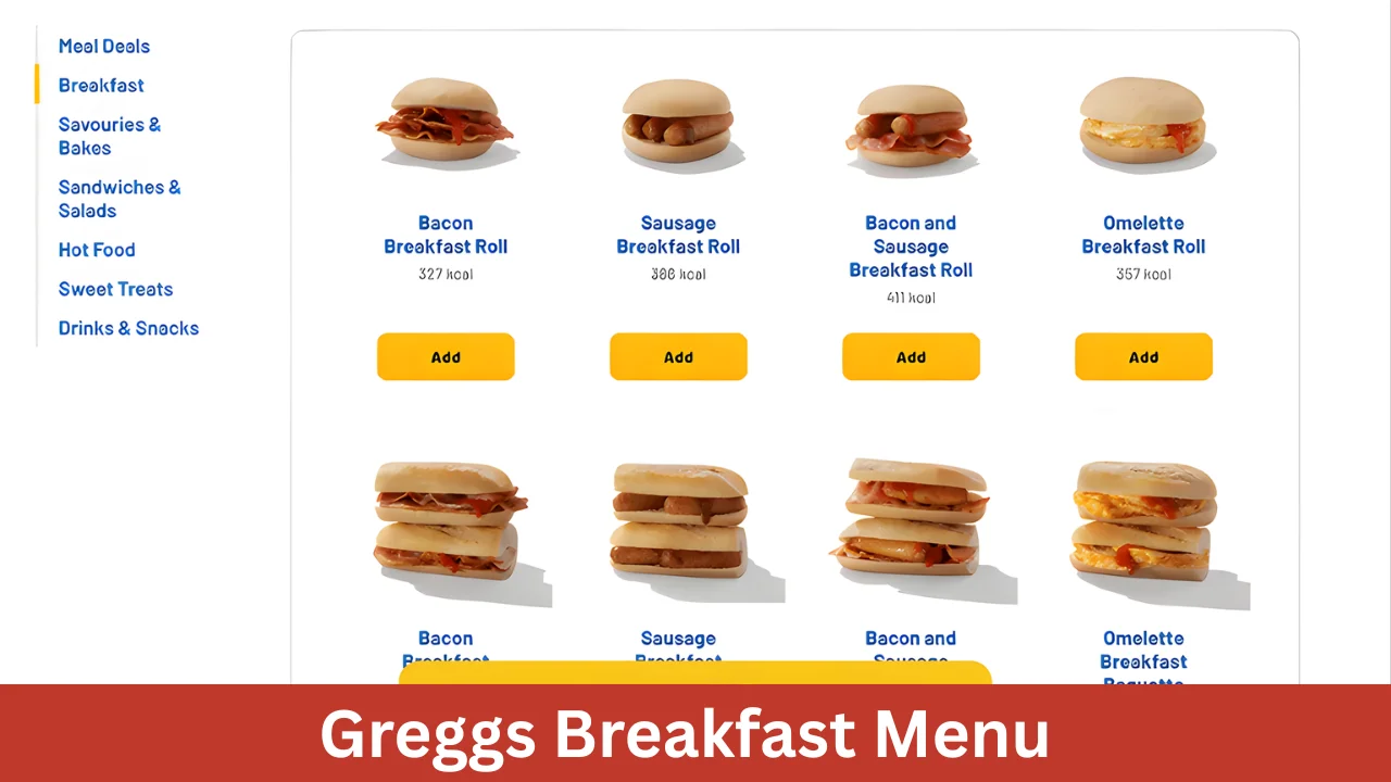 Greggs Breakfast Menu
