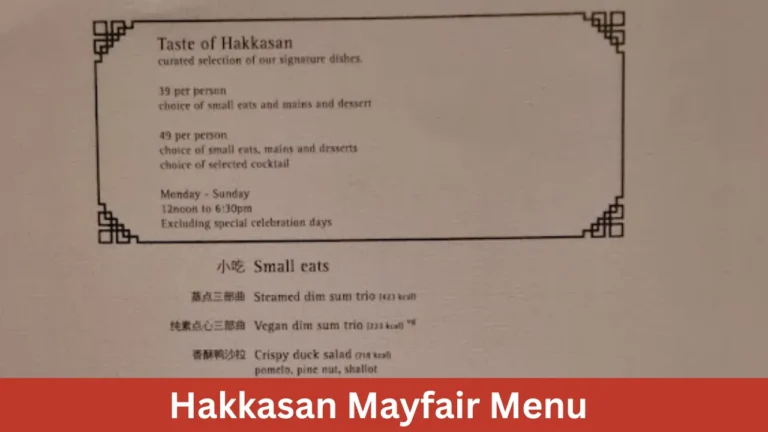 Hakkasan Mayfair Menu