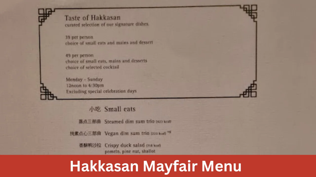 Hakkasan Mayfair Menu