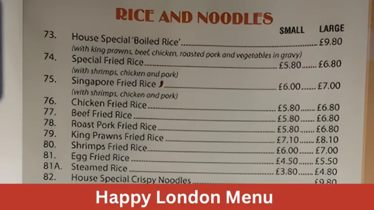 Happy London Menu