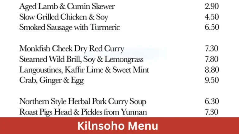 Kilnsoho Menu