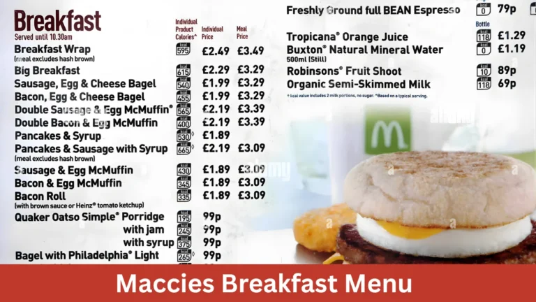 Maccies Breakfast Menu