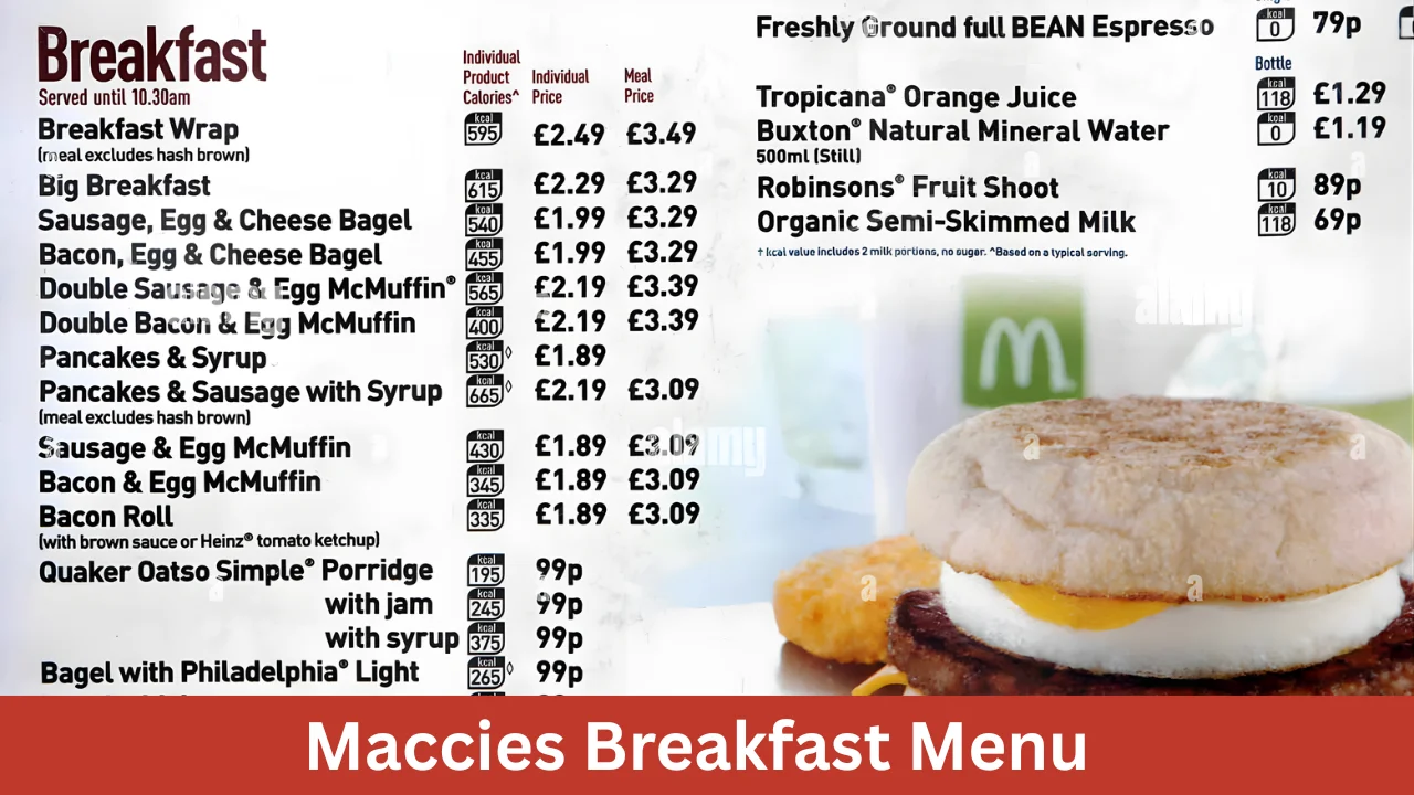 Maccies Breakfast Menu
