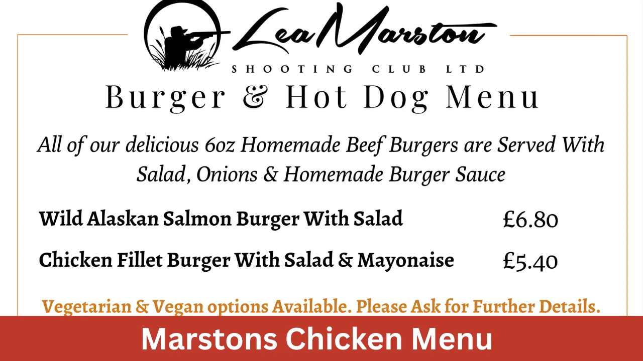 Marstons Chicken Menu