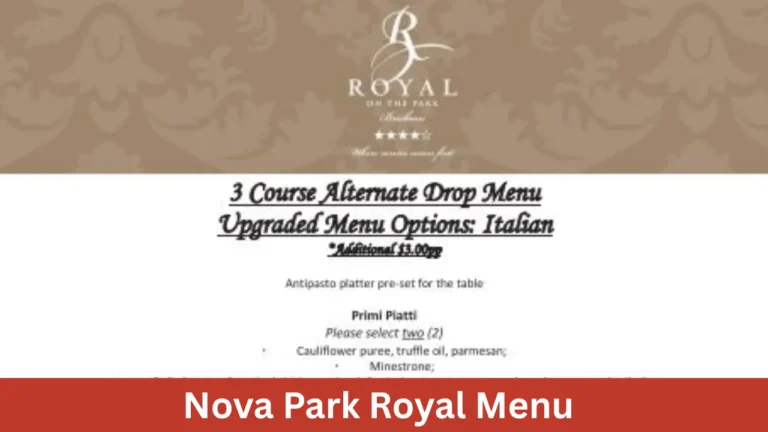 Nova Park Royal Menu