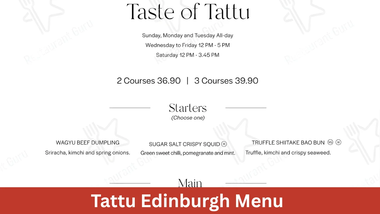 Tattu Edinburgh Menu