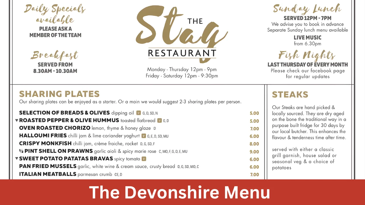 The Devonshire Menu
