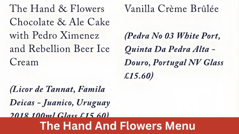 The Hand And Flowers Menu