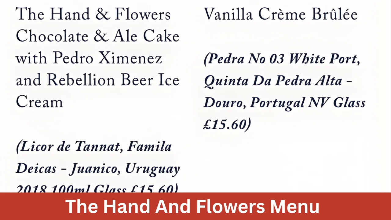 The Hand And Flowers Menu