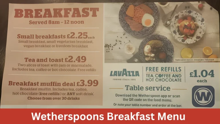 Wetherspoons Breakfast Menu