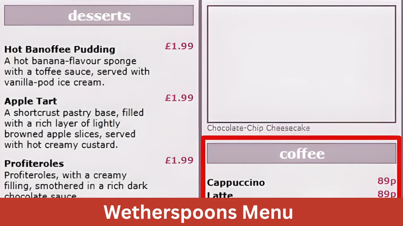 Wetherspoons Menu