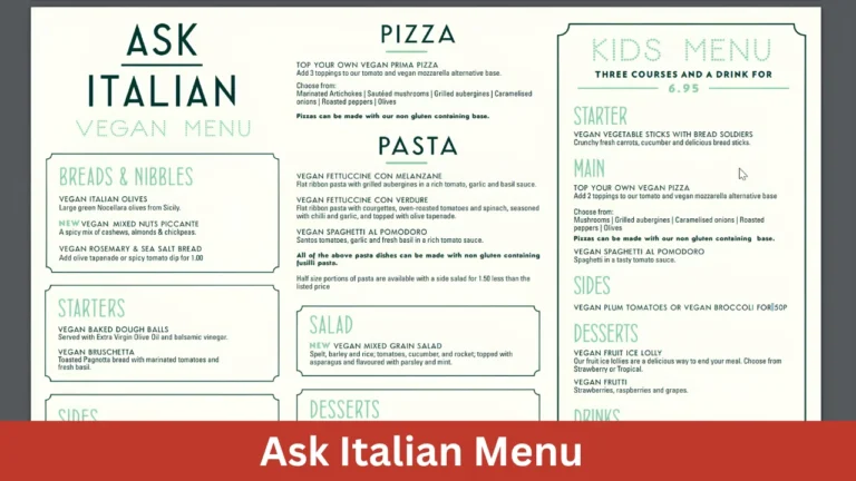 Ask Italian Menu