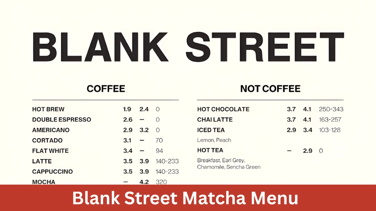 Blank Street Matcha Menu
