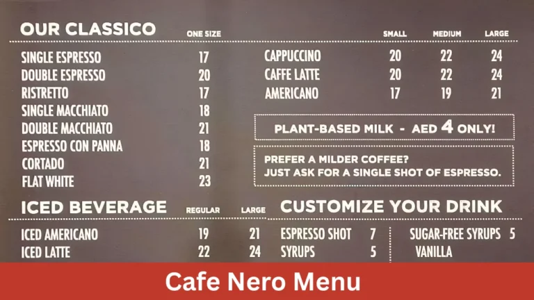 Cafe Nero Menu