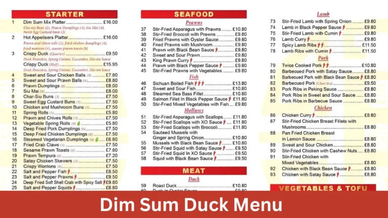 Dim Sum Duck Menu